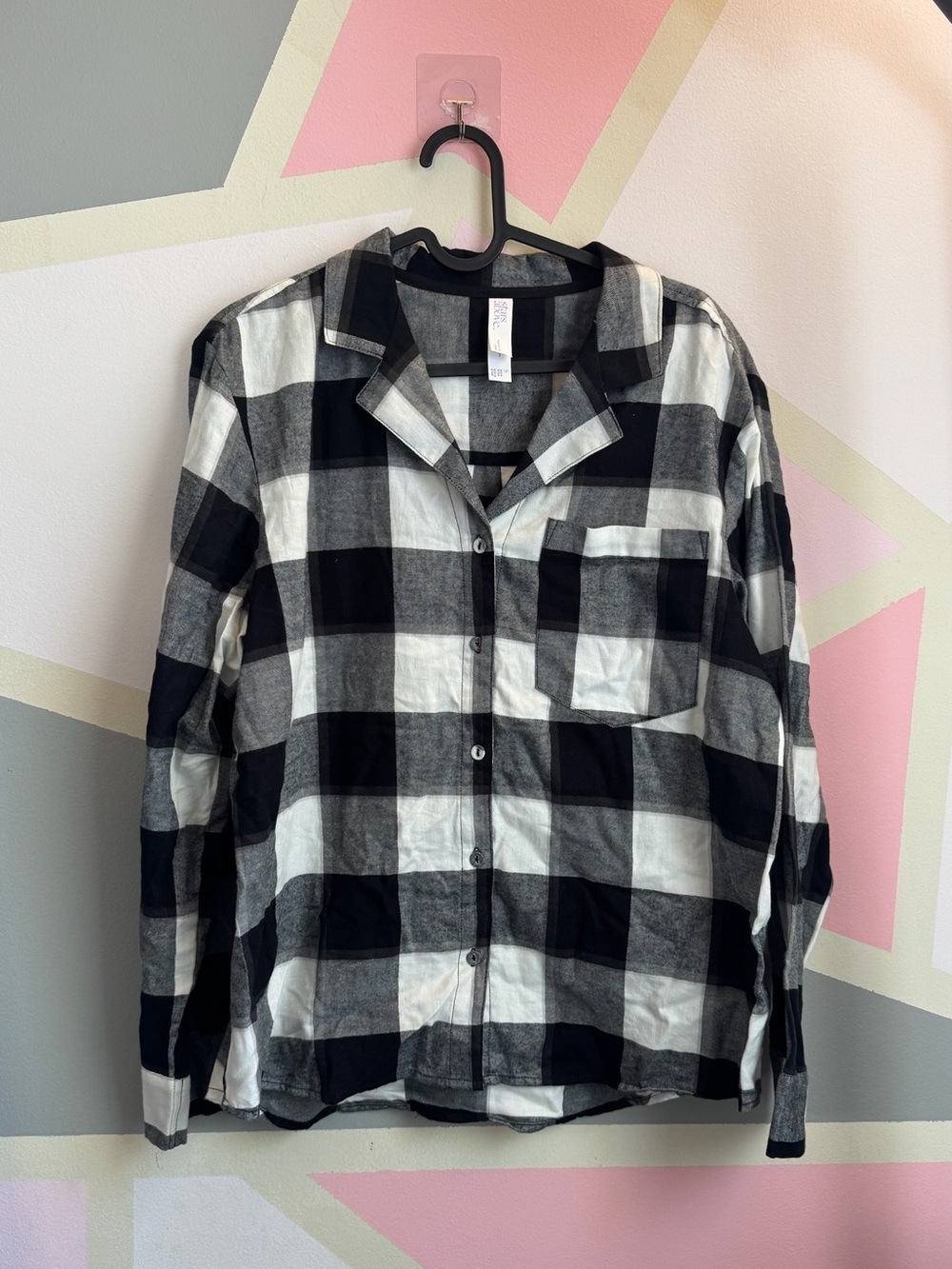 stars above Black & White Plaid Button-Up Shirt